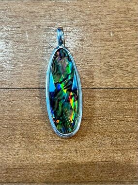 Iridescent Abalone Teardrop Pendant Necklace - Women Jewelry